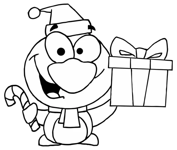 Penguin tenant un cadeau — Image vectorielle