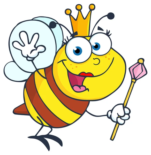 Reina abeja personaje de dibujos animados — Vector de stock