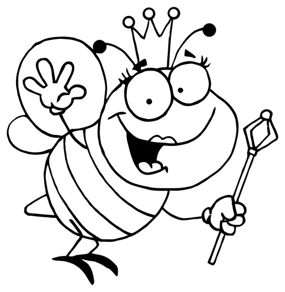 Cartone animato regina ape personaggio — Vettoriale Stock
