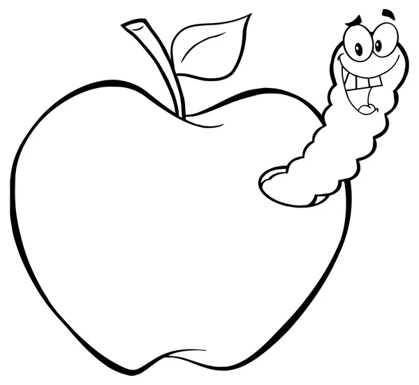 Outlined Happy In Apple — Stock Vector