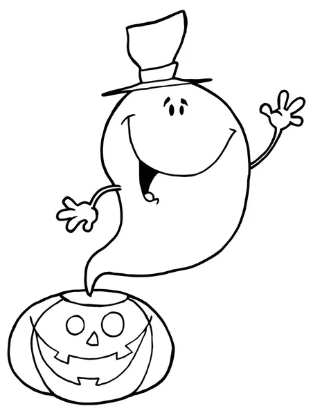 Fantasma de Halloween em abóbora — Vetor de Stock