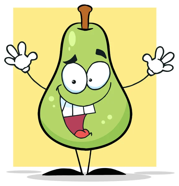 Grüne Birne Zeichentrickfigur — Stockvektor