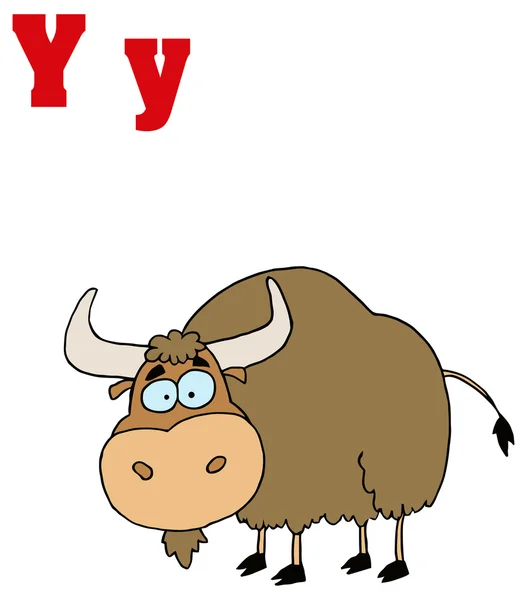 Letra del alfabeto Y con yak — Vector de stock