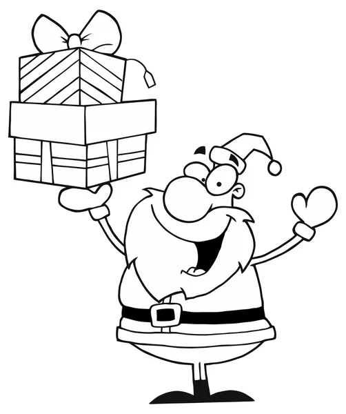 Santa Claus con bolsa de regalos — Vector de stock