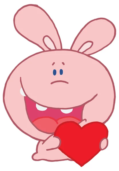 Cartoon rabbit with heart — Stock Vector