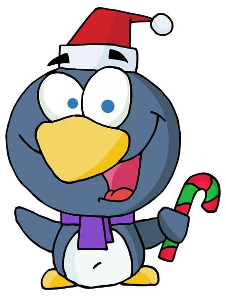 Pinguino di Natale con canna caramella — Vettoriale Stock