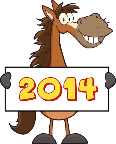 Pferd mit Fahne 2014 Neujahr — Stockvektor