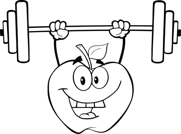 Apple Character Lifting Weights — Stock Vector