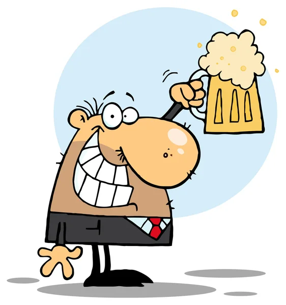 Мультфильм "Человек с пивом" — стоковый вектор