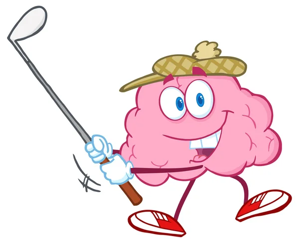 Mozek, kyvná golfovou holí. — Stockový vektor