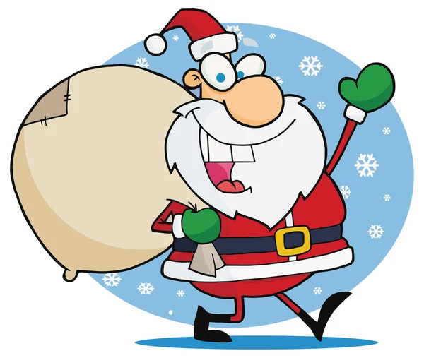 Santa claus s taškou dárků — Stockový vektor