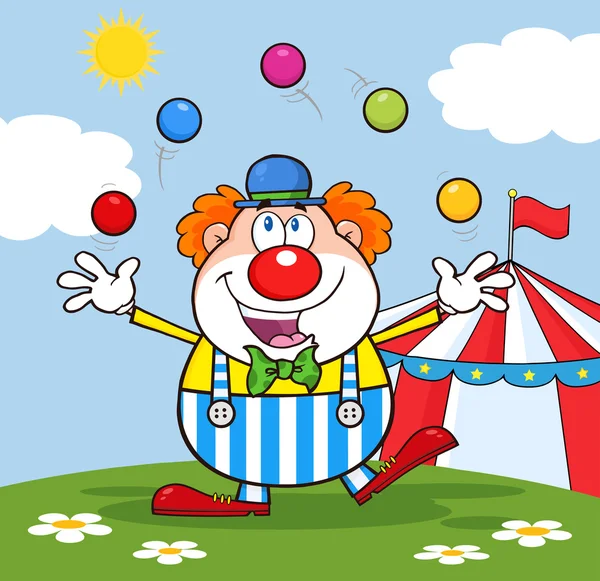 Clown jongleren met ballen — Stockvector