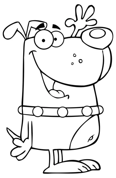 Boldog kutya karakter integet — Stock Vector