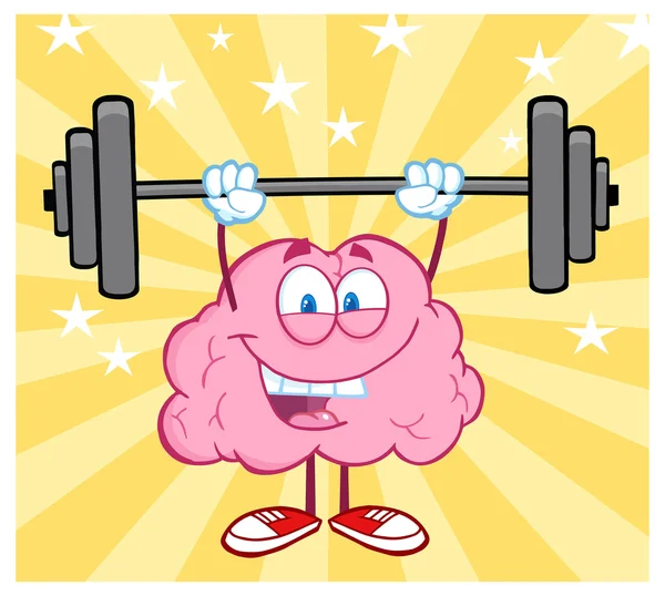Happy Brain Lifting Weights — Stock Vector