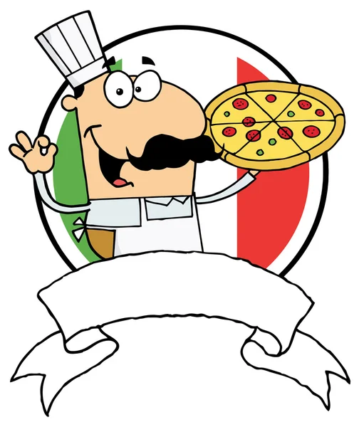 Logo Pizza with Flag Of Italy — Stock Vector