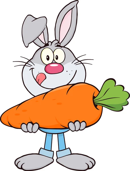 Rabbit  Character Holding A  Carrot. — Stock Vector