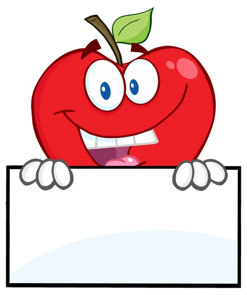 Manzana roja con bandera . — Vector de stock