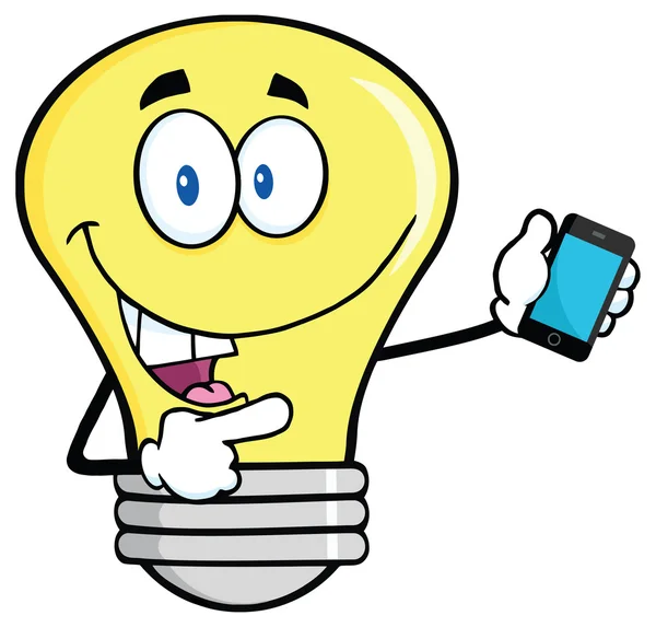 Light Bulb Holding A Mobile Phone — Stock Vector