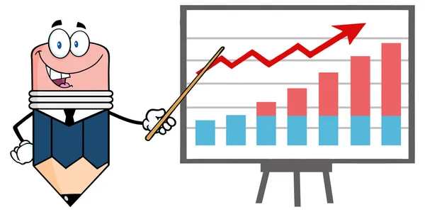 Zakelijke potlood presenteren een progressieve grafiek — Stockvector