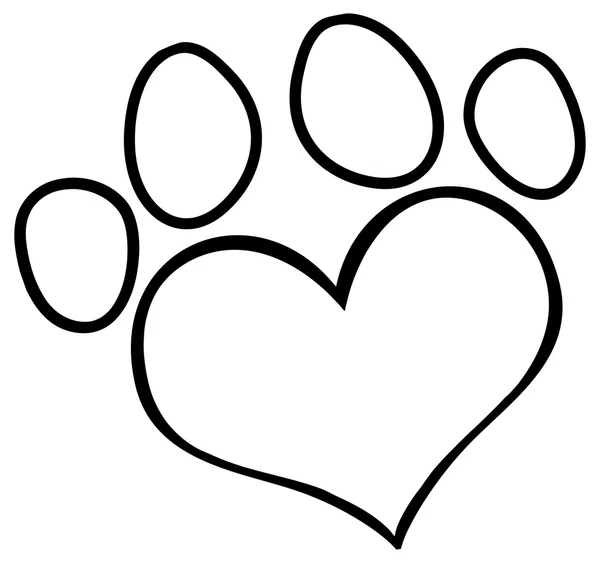 Outlined Love Paw — Stock Vector