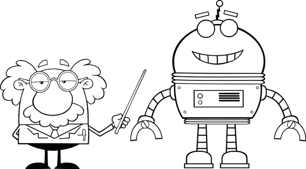 Profesor muestra robot — Vector de stock