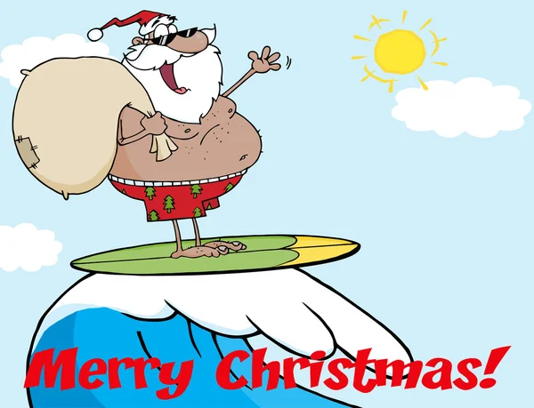Dessin animé Père Noël claus en vacances — Image vectorielle