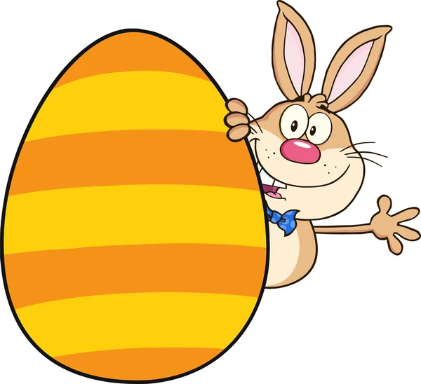 Rabbit  Behind Easter Egg. — Stock Vector