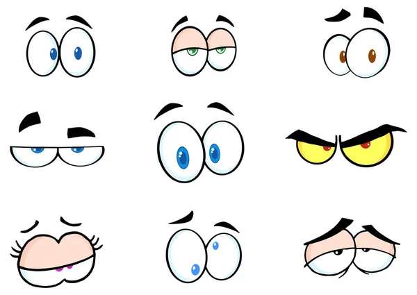 Coleção dos olhos engraçados dos desenhos animados — Vetor de Stock