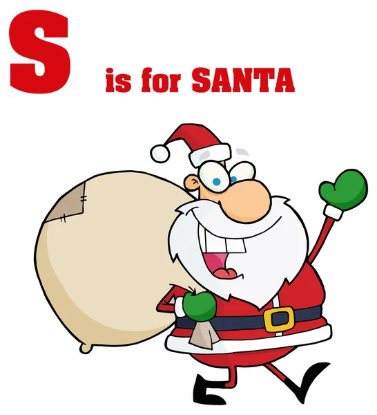 Alfabet letter S met cartoon santa — Stockvector