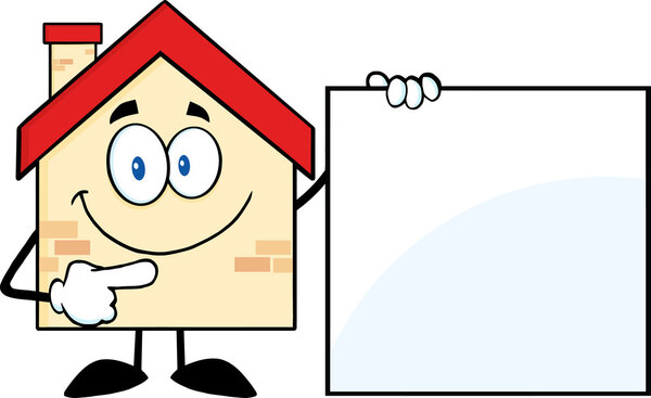 Cartoon House with Blank Sign
