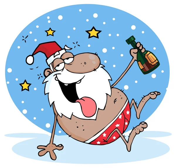 Cartone animato ubriaco Babbo Natale — Vettoriale Stock