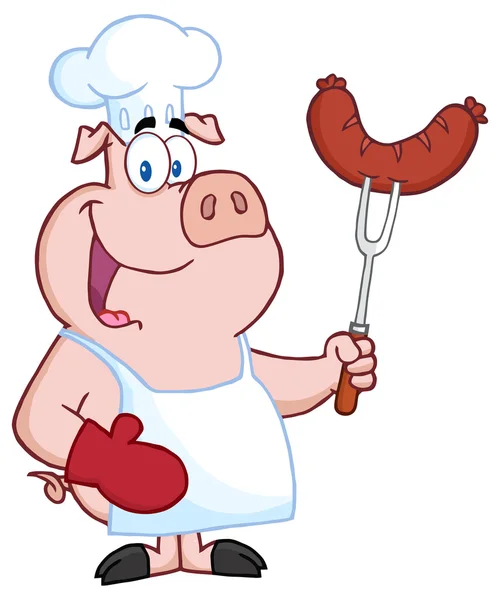 Happy Pig Chef — Stock Vector