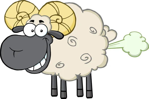 Ram Sheep Character With Cloud. — Stock Vector