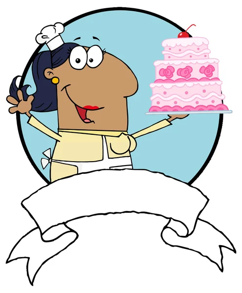 Cartoon woman with cake — Stock Vector