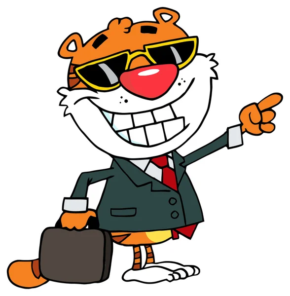 Dessin animé réussi Homme d'affaires tigre — Image vectorielle