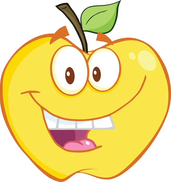 Pomme jaune souriante — Image vectorielle