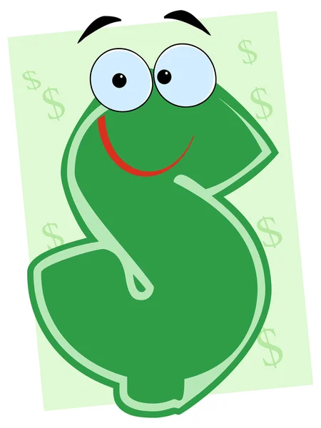 Personaje de dibujos animados dólar — Vector de stock