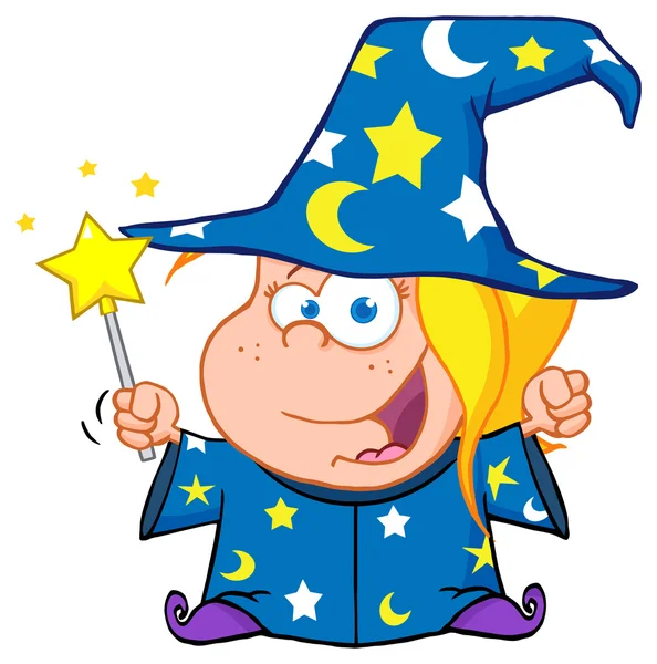 Happy Wizard Girl — Stock Vector