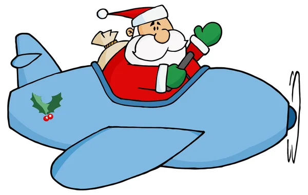 Santa uçan Noel uçak — Stok Vektör