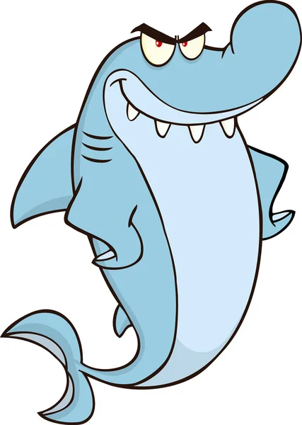 Angry Shark Cartoon Character. — Stock Vector