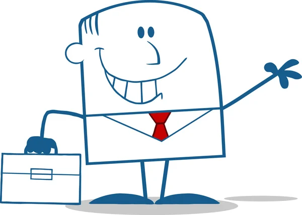Businessman Cartoon Character Waving — Stock Vector