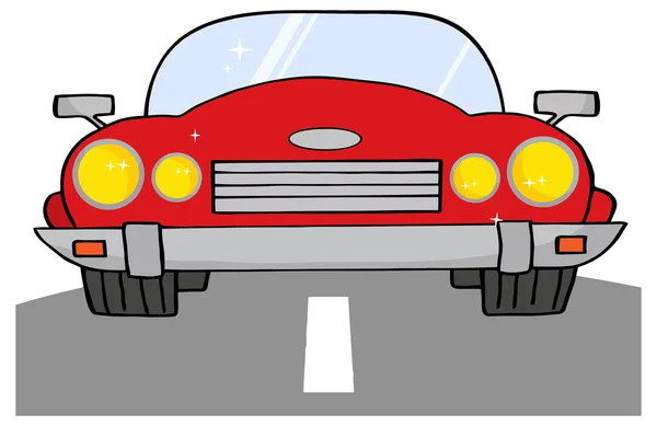 Coche convertible rojo en una carretera — Vector de stock