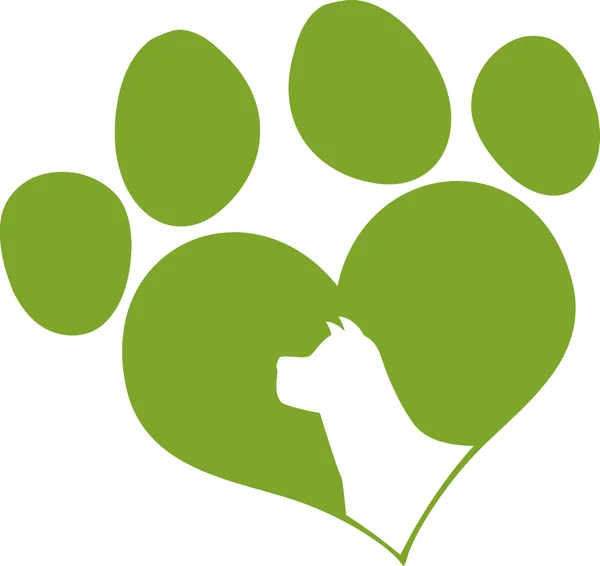 Paw Print met hond hoofd — Stockvector