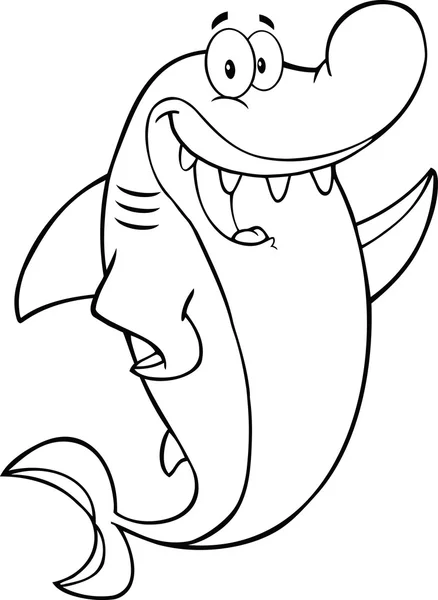 Feliz carácter de tiburón ondeando . — Archivo Imágenes Vectoriales