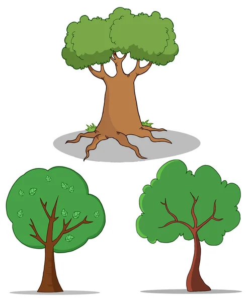 Set Of Cartoon Tree — Stock Vector