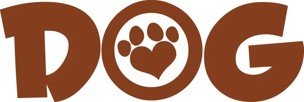 Perro texto marrón con impresión de pata — Vector de stock