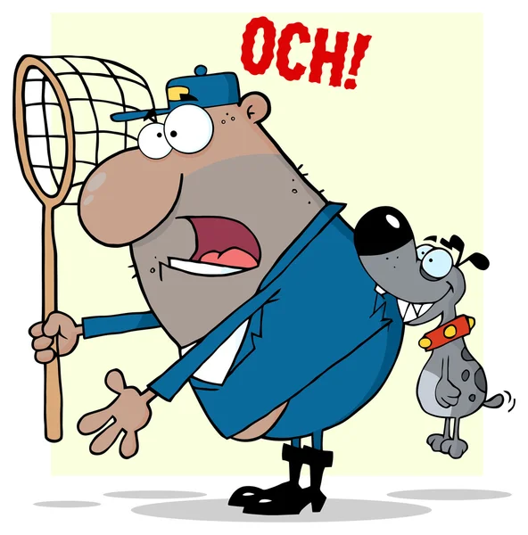 kızgın köpek bir Afro-Amerikan köpek yakalayıcısı ısırma