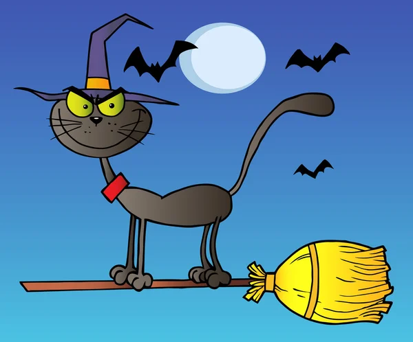 Halloween heks kat — Stockvector