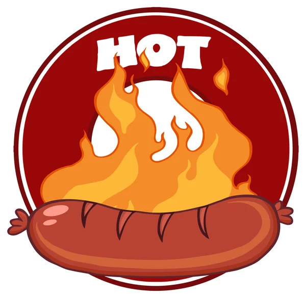 Grilled Sausage And Flames — Stock Vector