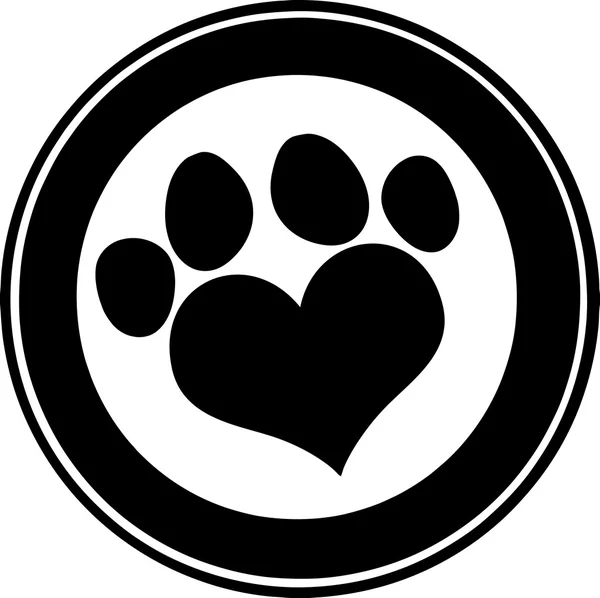 Love Paw Print Círculo negro — Archivo Imágenes Vectoriales